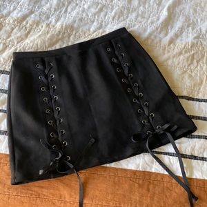 Suede lace up skirt
